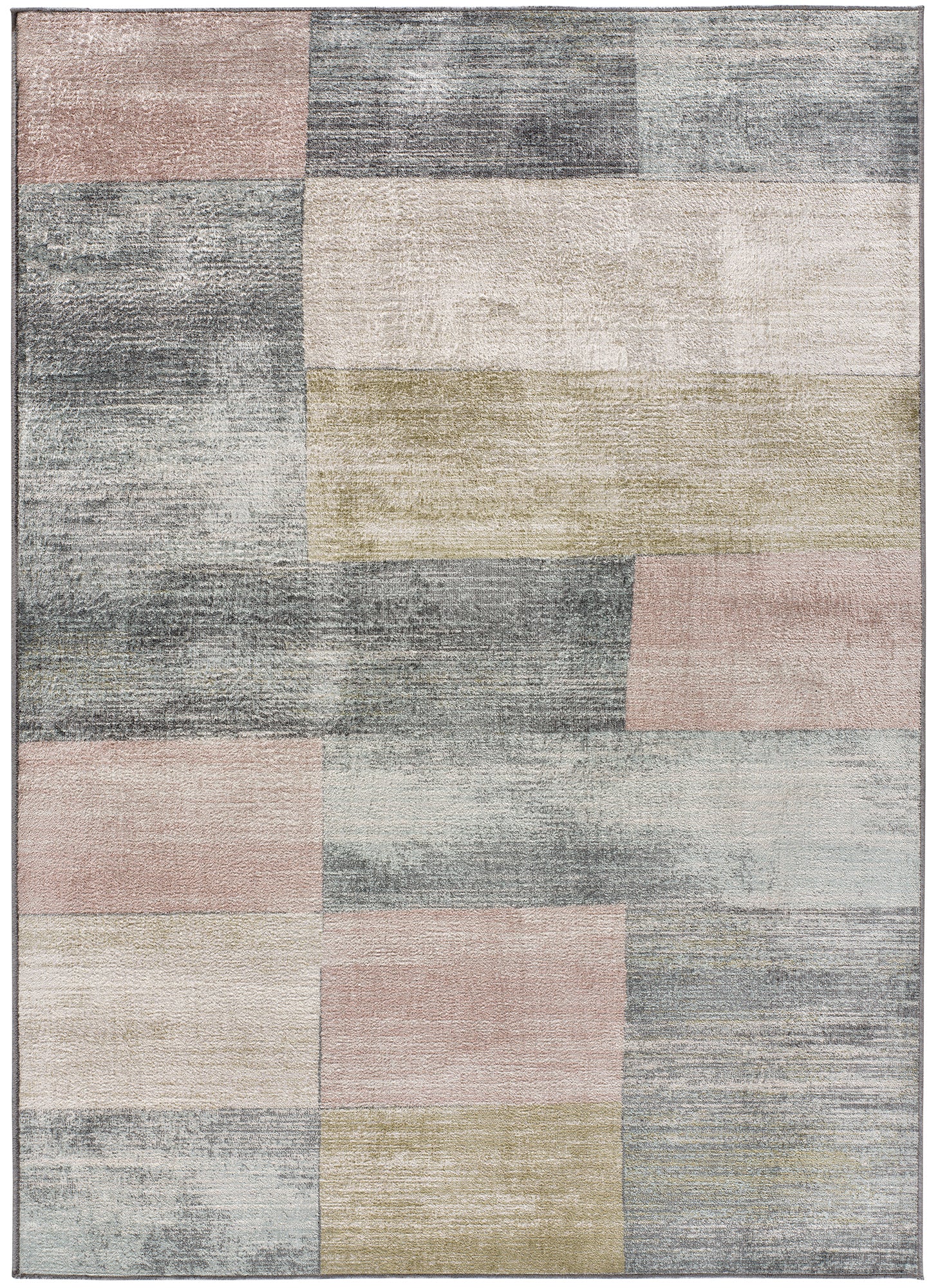 Atticgo alfombra geométrica en tonos gris y rosa y estilo vintage. Alfombra Martina
